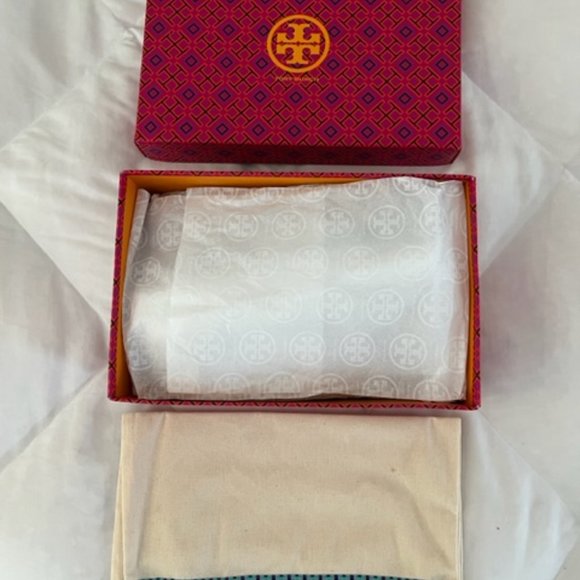 NIB Tory Burch Patty 80mm Platform Wedge Sandal Veg Nappa Metallic Silver 7 RARE - Picture 13 of 14